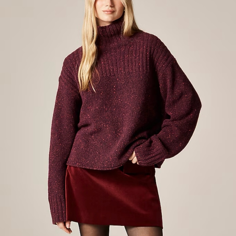 NWT JCrew Ribbed turtleneck sweater in donegal wool blend